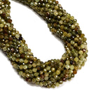 Natural Green Garnet Faceted Round Beads Size 5mm 15" Strand