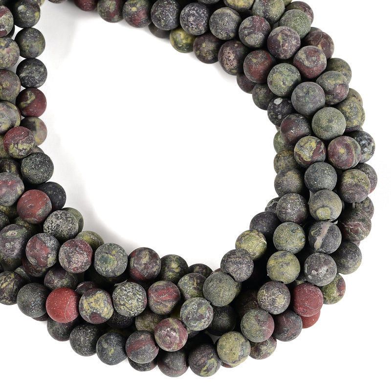 Natural Dragon Bloodstone Jasper Matte Round Beads 6mm 8mm 10mm 12mm 15.5'' Strd