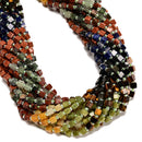11 Multi-color Gemstone Smooth Cube Shape Beads Size 4mm 15" Strand