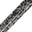 Natural Snowflake Obsidian Smooth Cube Beads Size 4mm 15.5'' Strand