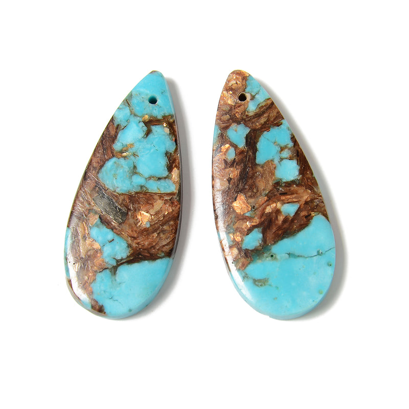 Bronzite Turquoise Pendant Earrings Size 18x42mm Sold Per Pair