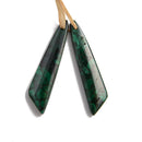 Green Malachite Pendant Earrings Leaf Shape 10x45mm Sold Per Pair