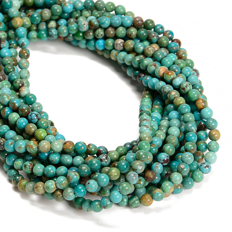 Natural Genuine Turquoise Smooth Round Beads Size 5mm 15.5" Strand
