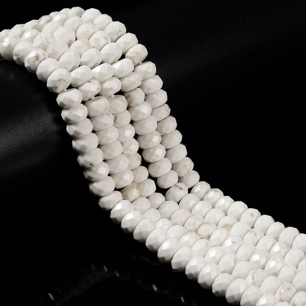 White Turquoise Faceted Rondelle Beads 4x6mm 5x8mm 15.5" Strand