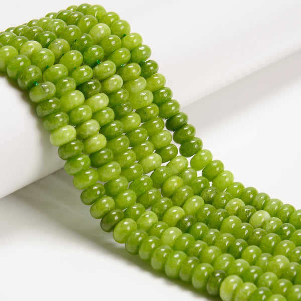 Peridot Color Dyed Jade Smooth Rondelle Beads Size 5x8mm 15.5'' Strand