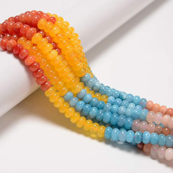 Bright Rainbow Color Gemstone Smooth Rondelle Beads Size 5x8mm 15.5'' Strand