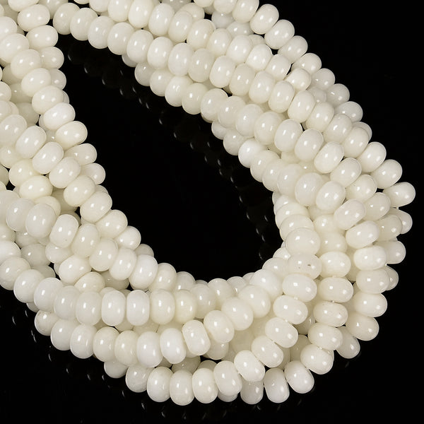 Ivory Color Dyed Jade Smooth Rondelle Beads Size 5x8mm 15.5'' Strand