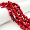 Red Bamboo Coral Irregular Tube with Chips Beads Size 10-12mm 8" Strand