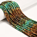 Natural Gradient Turquoise Faceted Round Beads Size 3.5mm 15.5" Strand