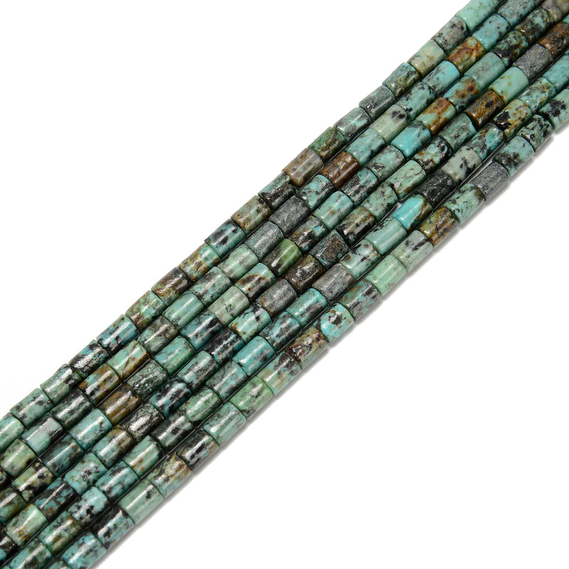 Natural African Turquoise Cylinder Tube Beads Size 6x8mm 15.5'' Strand
