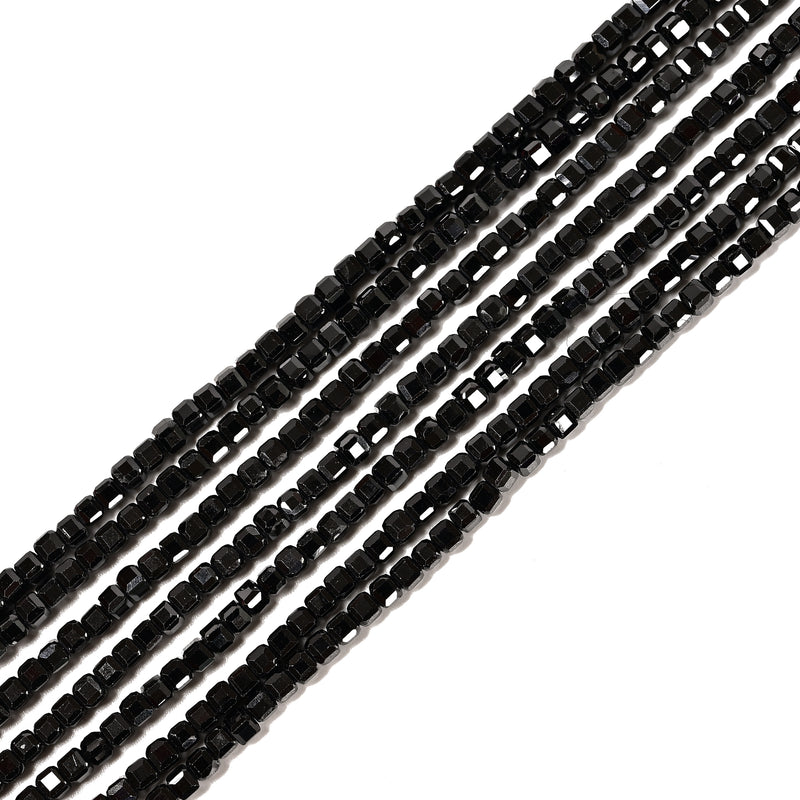 Black Cubic Zirconia Faceted Cube Beads Size 2-2.5mm 15.5'' Strand