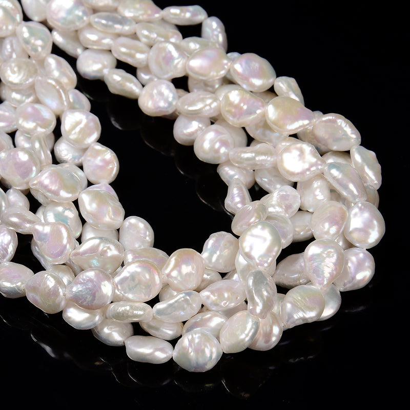 White Fresh Water Pearl Irregular Teardrop Beads Size 9-10x11-12mm 15.5'' Strand