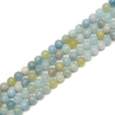 Light Blue Green Aquamarine Smooth Round Beads Size 6mm 10mm 12mm 15.5" Strand