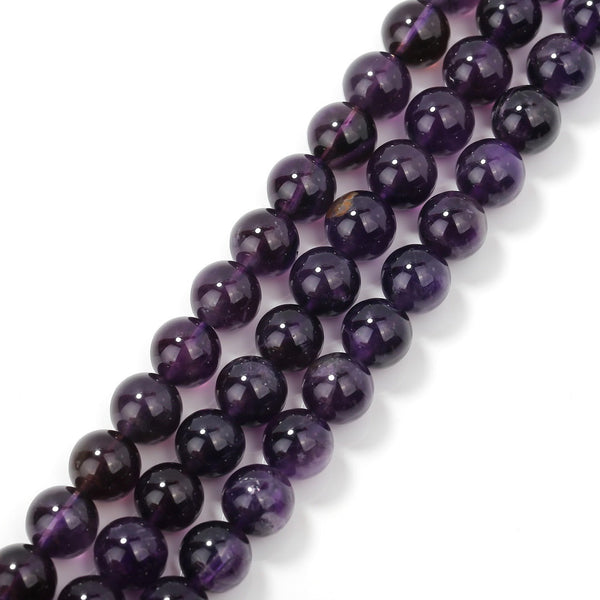 Natural Amethyst Smooth Round Beads 4mm 6mm 8mm 10mm 12mm Approx 15.5" Strand