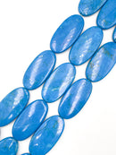 Blue Howlite Turquoise Flat Oval Shape Beads Size 24x49mm 15.5" Strand