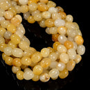 Natural Yellow Jade Pebble Nugget Beads Size 8x10mm 15.5'' Strand