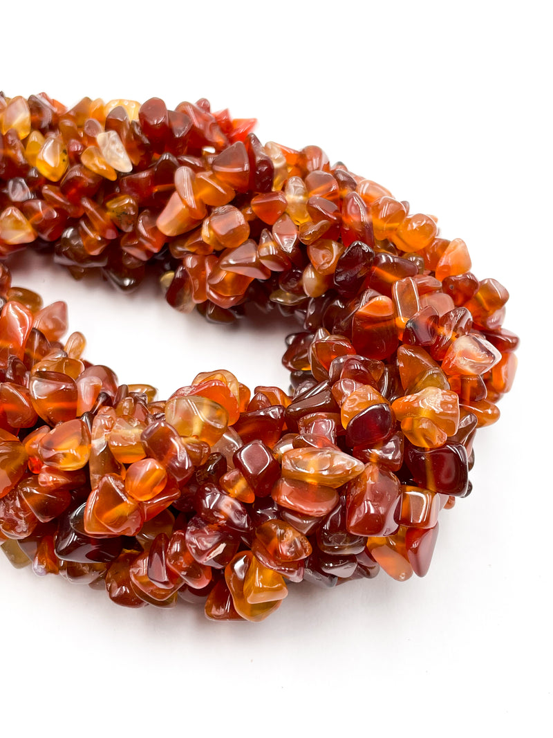 Natural Dark Carnelian Irregular Pebble Nugget Chips Approx. 7-8mm 36" Strand