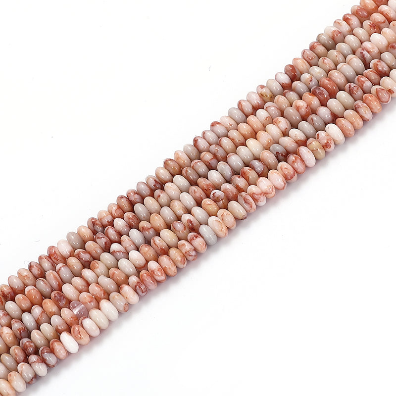Natural Red Silk Stone Web Jasper Smooth Rondelle Beads Size 4x6mm 15.5'' Strand