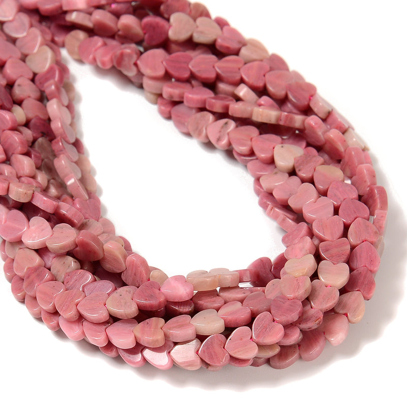 Natural Pink Petrified Rhodonite Heart Shape Beads Size 6mm 15.5'' Strand