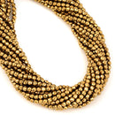 Gold Plated Hematite Hard Cut Faceted Round Beads Size 2mm 3mm 4mm 15.5" Strand