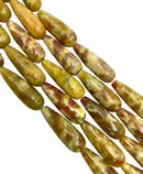 Russian Blood Serpentine Jade Smooth Teardrop Size 10x30mm 15.5'' Strand