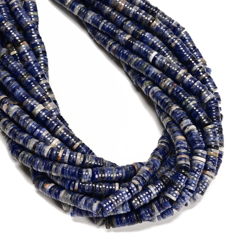 Natural Sodalite Heishi Disc Beads Size 1.5x4mm 1.5x6mm 15" Strand