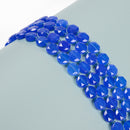 Blue Dyed Jade Hexagram Cutting Faceted Coin Beads Size 12mm 15.5'' Strand