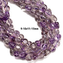 Natural Light Amethyst Pebble Nugget Beads 9-10x11-13mm 10-11x14-16mm 15.5" Strd