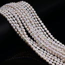 Natural White Fresh Water Pearl Baroque Shape Beads Size 5-6mm 15'' Strand