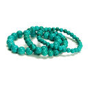 Dark Blue Green Turquoise Smooth Round Beaded Bracelet 6mm 8mm 10mm 7.5'' Length