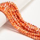 Natural Orange Red Spiny Oyster Smooth Rondelle Beads Size 5x6mm 16" Strand