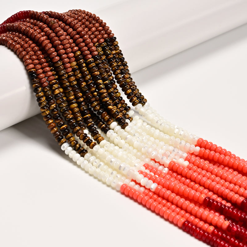 05 Multi-color Gemstone Smooth Rondelle Beads Size 2x4mm 15.5'' Strand