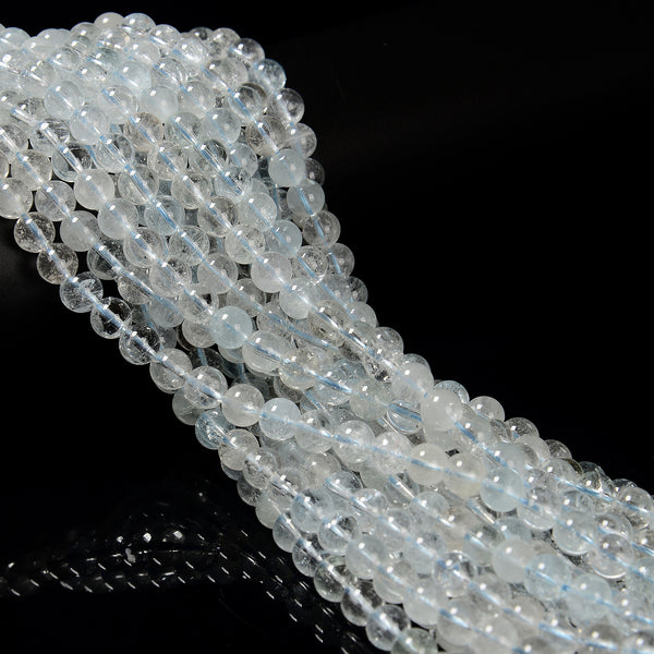 Natural Blue Topaz Smooth Round Beads Size 4mm 6mm 8mm 10mm 15.5'' Strand
