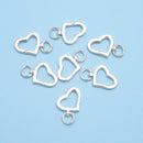 925 Sterling Silver Heart Clasp Size 13x20mm 2 Pcs Per Bag