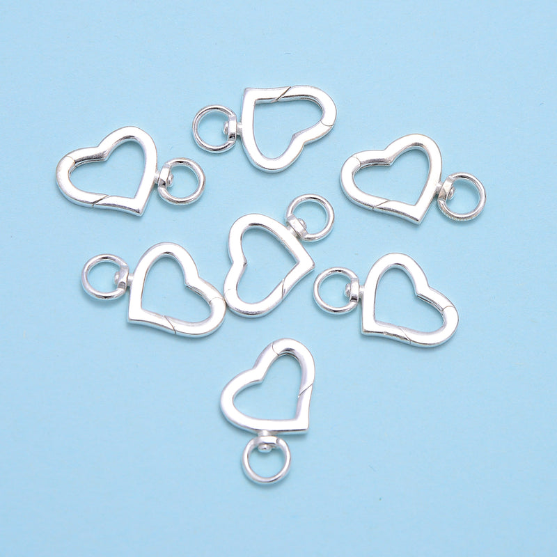 925 Sterling Silver Heart Clasp Size 13x20mm 2 Pcs Per Bag
