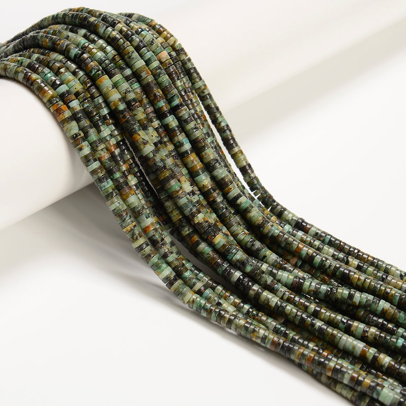 Natural African Turquoise Heishi Disc Beads Size 1.5x4mm 1.5x6mm 15" Strand