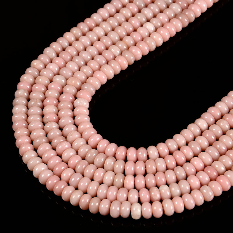 Natural Chinese Pink Opal Smooth Rondelle Beads 2x4mm 4x6mm 5x8mm 15.5'' Strand