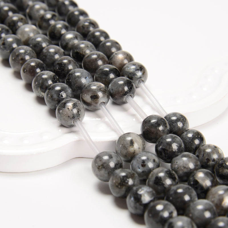 2.0mm Hole Larvikite Labradorite Smooth Round Beads 6mm 8mm 10mm 15.5" Strand