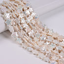 Natural White Fresh Water Pearl Star Shape Beads Size 12-13mm 15.5" Strand