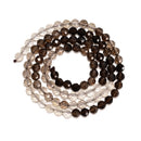 Gradient Natural Smoky Quartz Faceted Round Beads Size 3mm 4mm 15.5" Strand