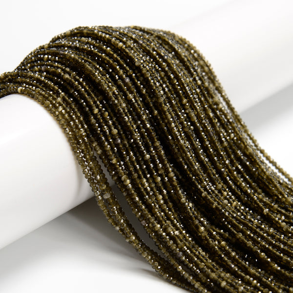 Natural Gold Sheen Obsidian Faceted Rondelle Beads Size 1.5x2mm 15.5'' Strand