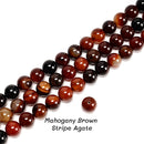 01 Mixed Colors Stripe Agate Smooth Round Beads Size 20mm 15.5" Strand