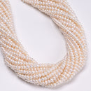 Natural White Fresh Water Pearl Ringed Rondelle Button Beads 3x4mm 14'' Strand