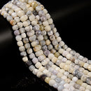 Natural Dendritic White Opal Faceted Cube Beads Size 6-7mm 15.5'' Strand