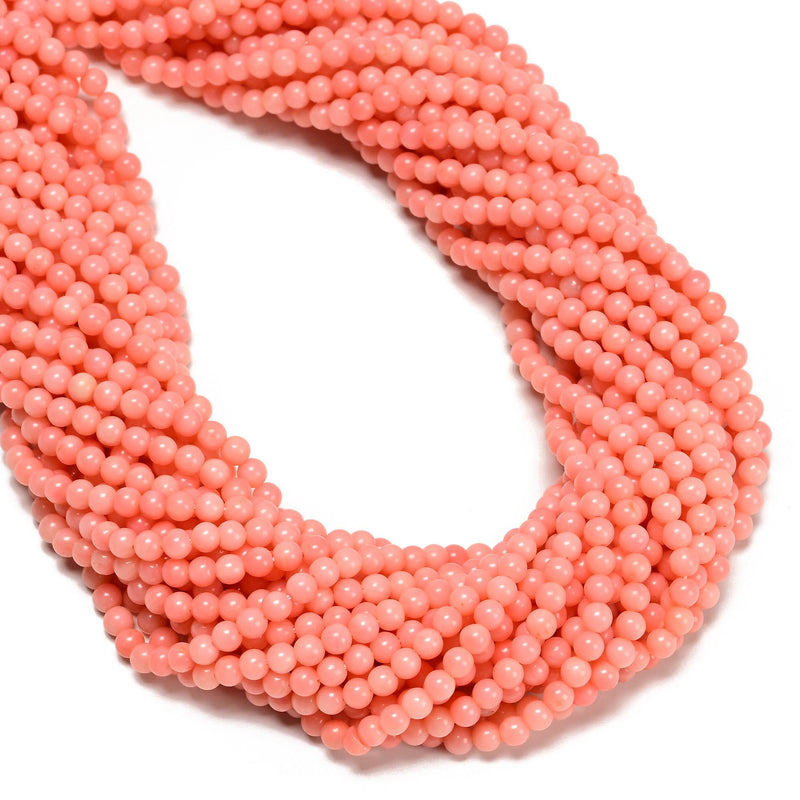 Pink Bamboo Coral Smooth Round Beads Size 3mm 4mm 16" Strand