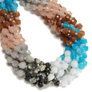 07 Gradient Multi-color Gemstone Faceted Cube Beads Size 6-7mm 15" Strand