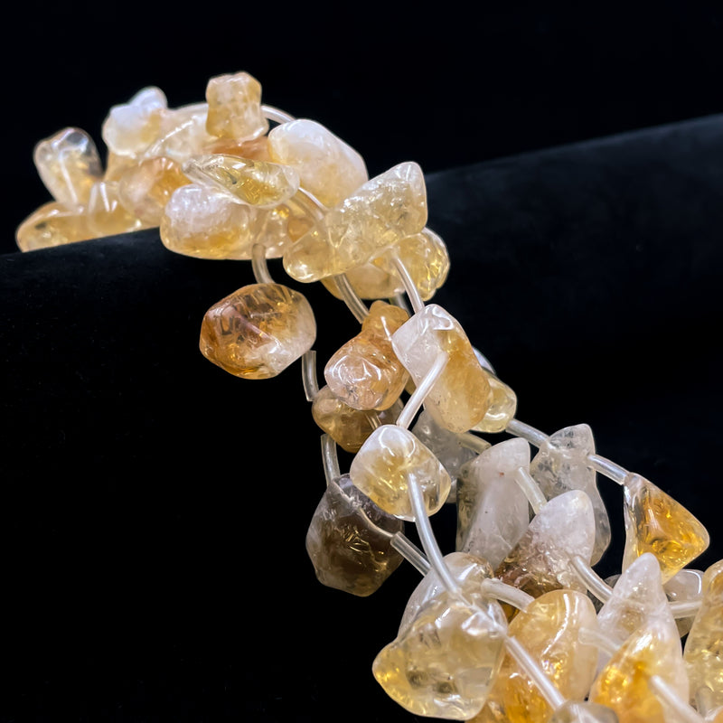 Natural Citrine Smooth Nugget Chunks Top Drilled Approx. 15-30mm 15.5" Strand