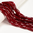 Dark Red Color Dyed Jade Faceted Teardrop Beads Size 10x30mm 15.5" Strand