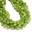 Peridot Color Dyed Jade Faceted Spiral Twist Beads Size 10mm 15.5'' Strand