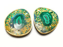 Natural Malachite & Lapis Lazuli Coasters Irregular Charging Plate 2.75"x3.5"